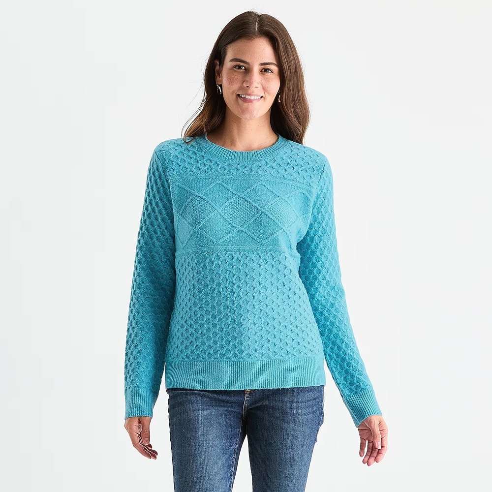 MSRP $38 St. John's Bay Womens XL Tropic Blue Long Sleeve Pullover Sweater Crew